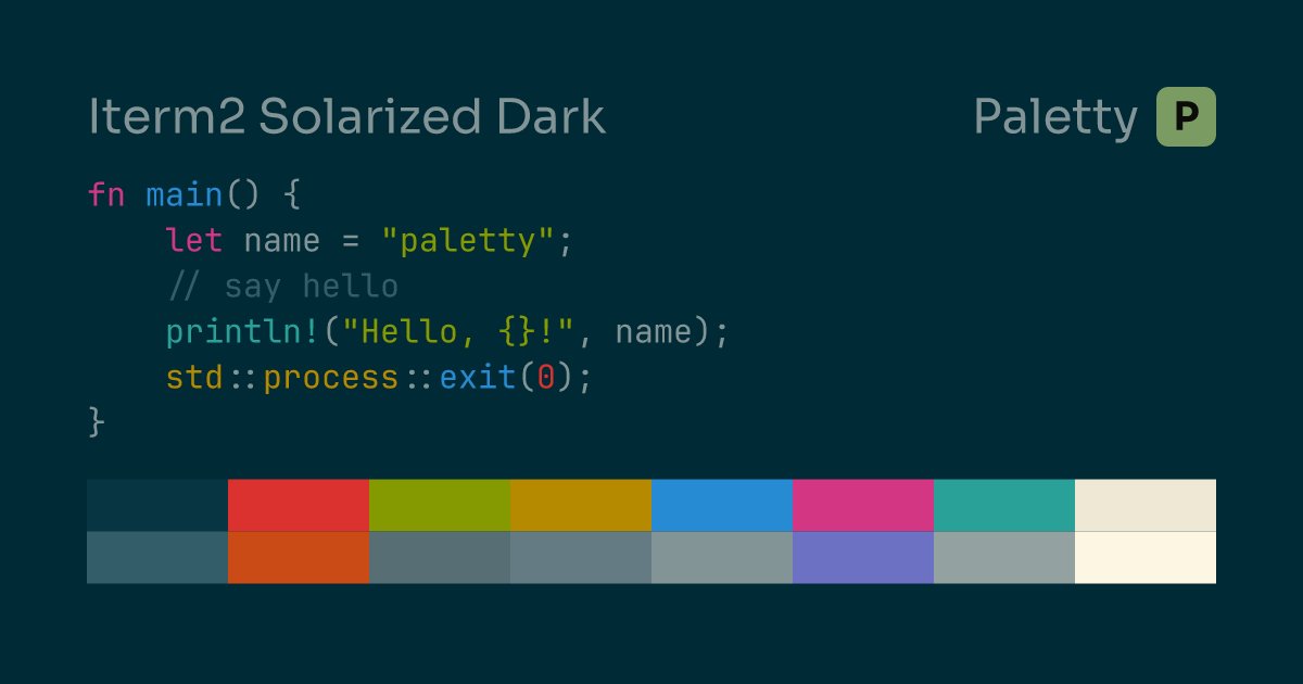 Iterm2 Solarized Dark - Terminal Color Scheme | Paletty