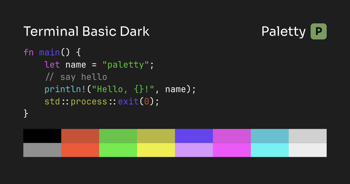 Terminal Basic Dark - Terminal Color Scheme | Paletty