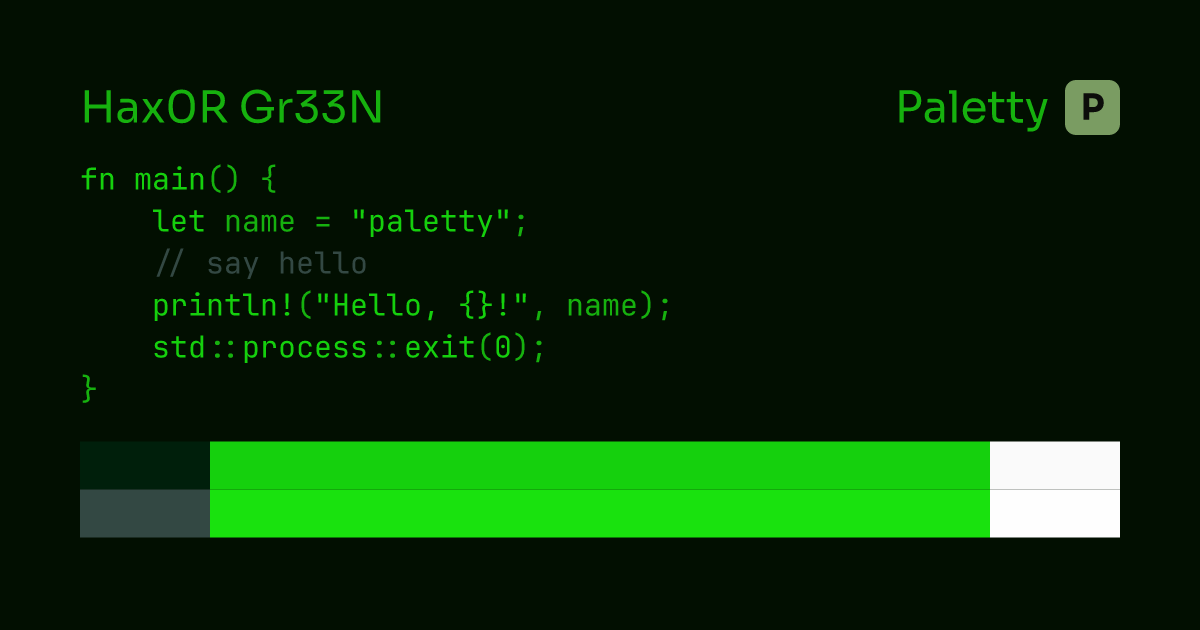 Hax0R Gr33N - Terminal Color Scheme | Paletty