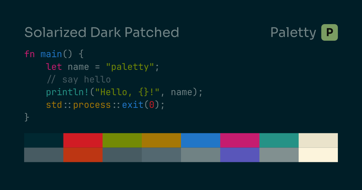 Solarized Dark Patched - Terminal Color Scheme | Paletty