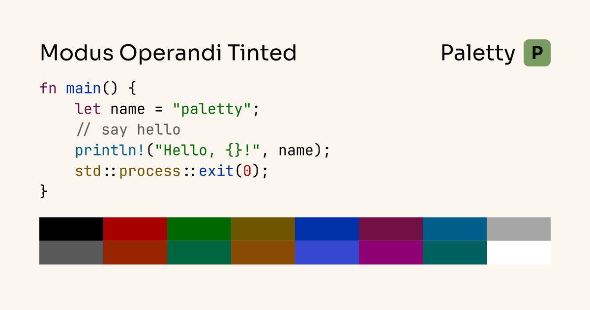 Modus Operandi Tinted - Terminal Color Scheme | Paletty